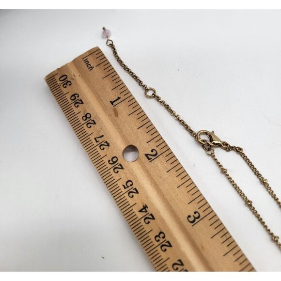 CÄRA Necklace Pearls Wire Wrapped Pink Quartz Gold Feather Charm Gold Tone - Picture 9 of 9